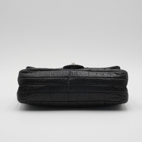 Pre-owned CHANEL Black Leather Perforated Flap Shoulder Bag - Picture 3 of 5